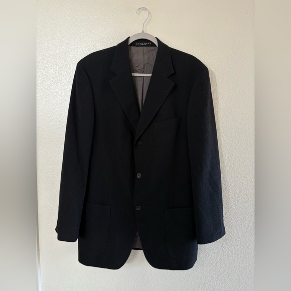 HUGO BOSS Mens Wool Coat Jacket size 40R Made in Italy Black - Picture 1 of 5